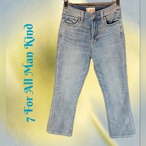7 For All Mankind Womens High Waist Denim Jeans Sz 27 Slim Kick Light Blue